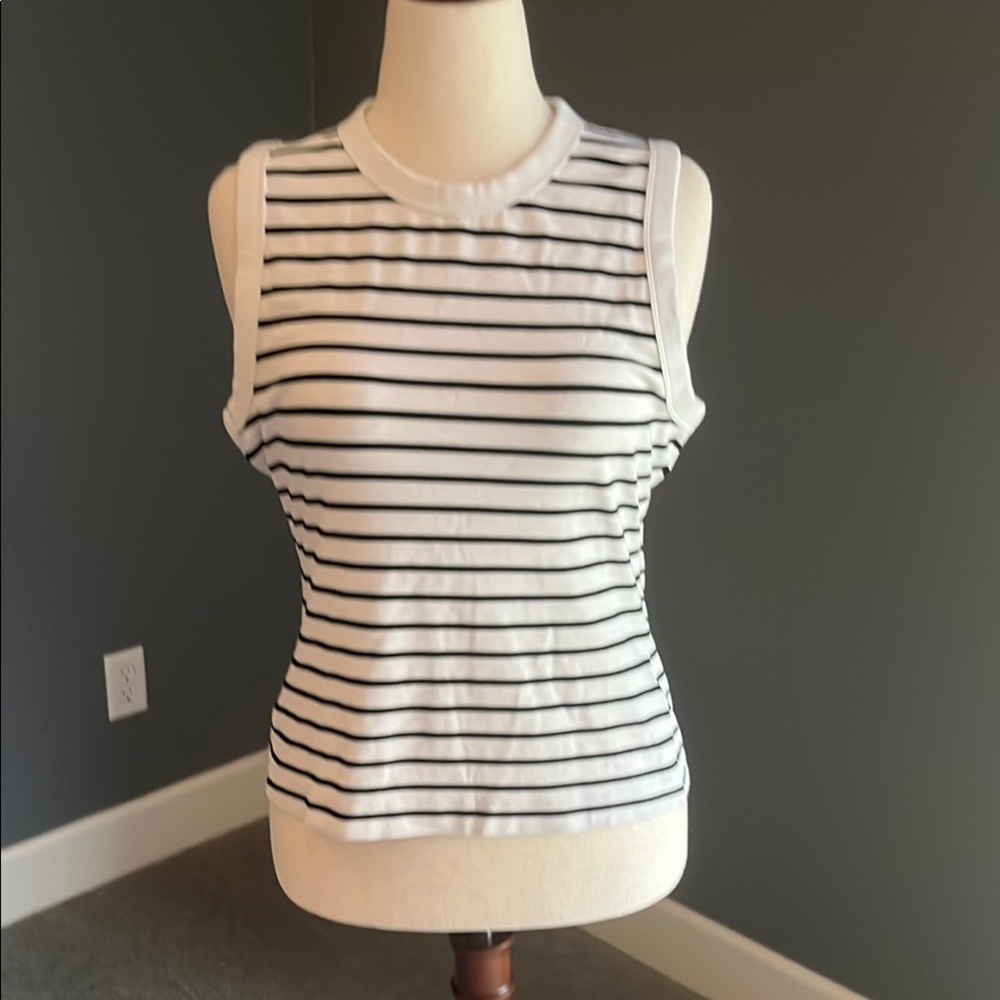 Striped Sleeveless Top - Black and White